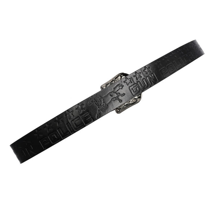 Ceinture en cuir à boucle sculptée pour homme, motif cowboy