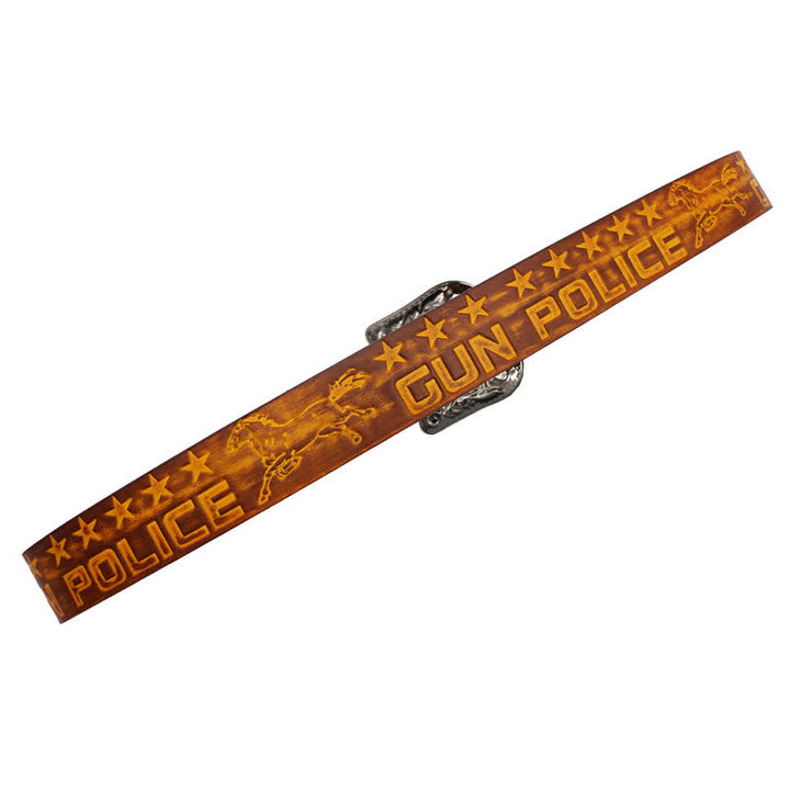 Ceinture en cuir à boucle sculptée pour homme, motif cowboy