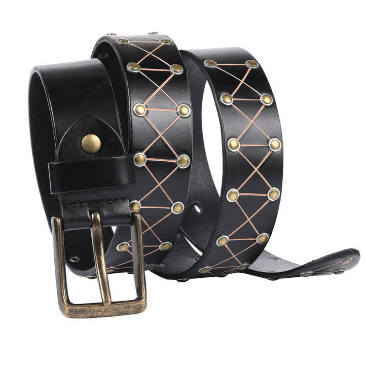 Ceinture en cuir vintage cloutée à rivets de style punk pour homme