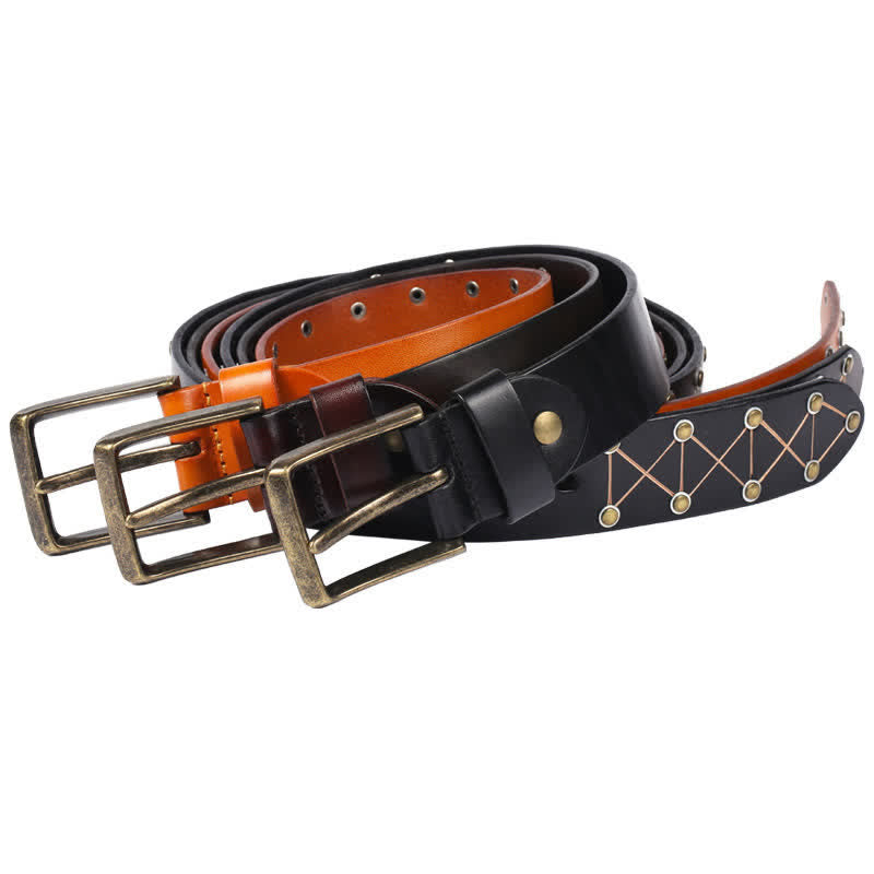 Ceinture en cuir vintage cloutée à rivets de style punk pour homme - image 2