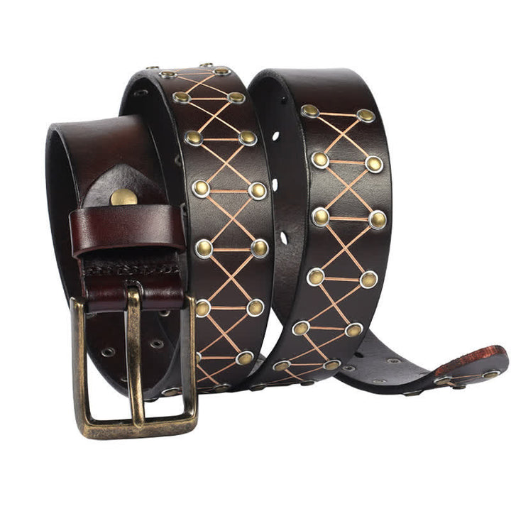 Ceinture en cuir vintage cloutée à rivets de style punk pour homme - image 1