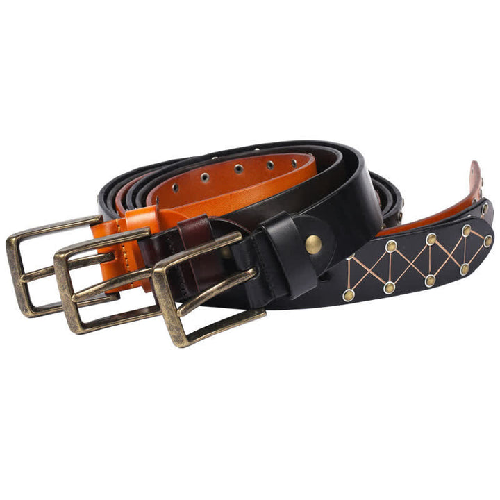 Ceinture en cuir vintage cloutée à rivets de style punk pour homme