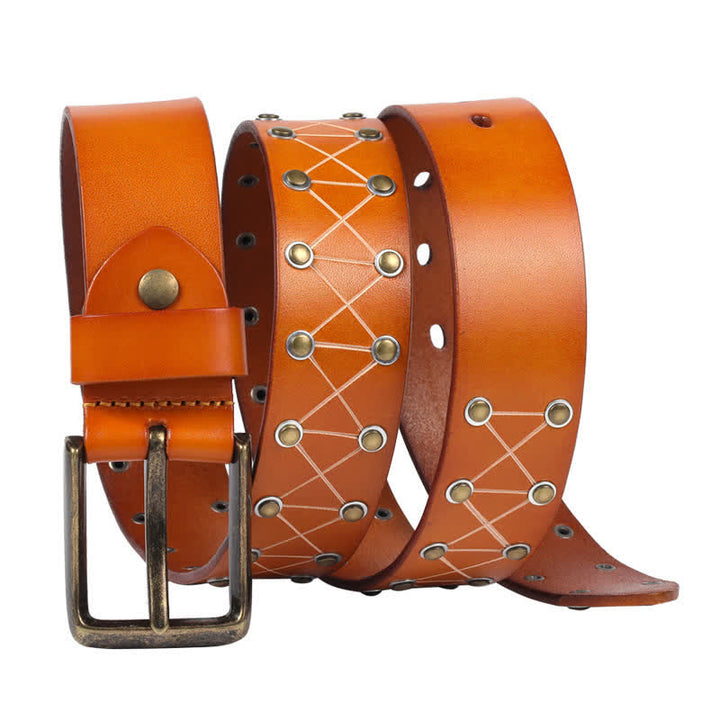 Ceinture en cuir vintage cloutée à rivets de style punk pour homme