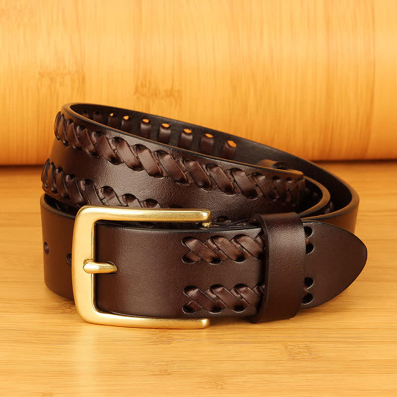 Ceinture en cuir tissé décontractée pour homme, idéale pour le travail ou les jeans