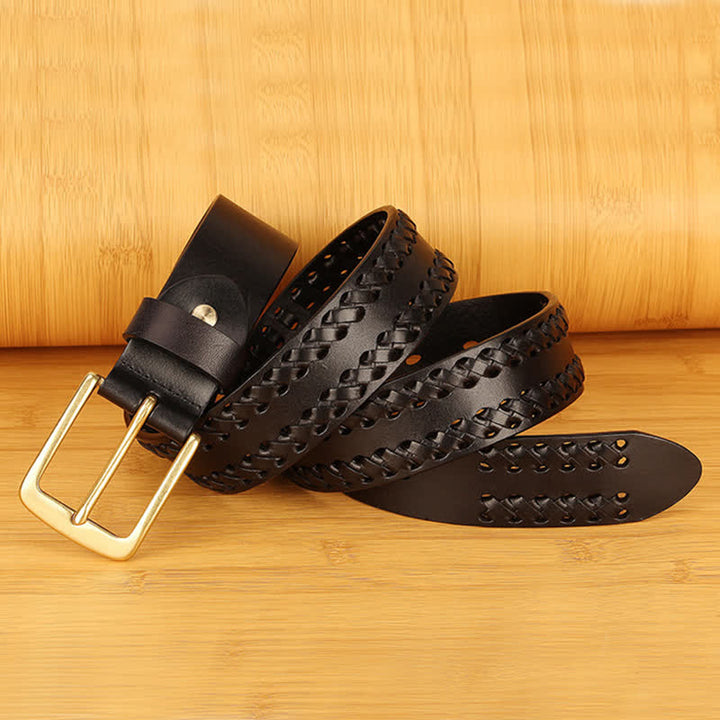 Ceinture en cuir tissé décontractée pour homme, idéale pour le travail ou les jeans