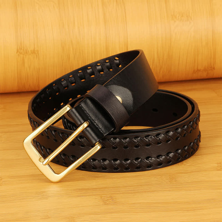 Ceinture en cuir tissé décontractée pour homme, idéale pour le travail ou les jeans