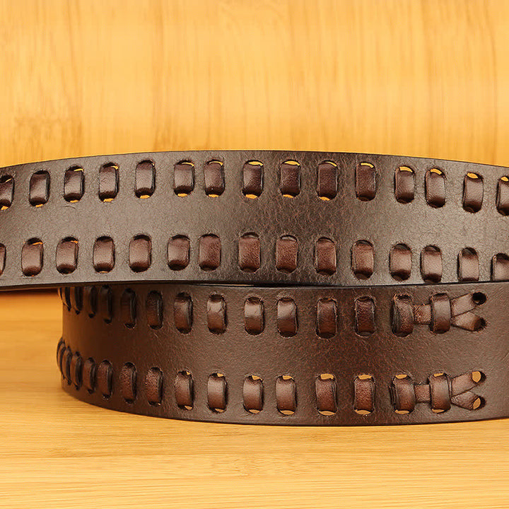 Ceinture en cuir tissé décontractée pour homme, idéale pour le travail ou les jeans