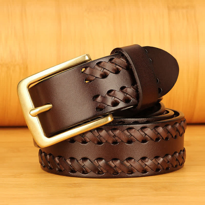 Ceinture en cuir tissé décontractée pour homme, idéale pour le travail ou les jeans
