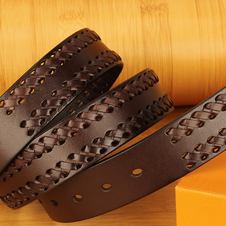 Ceinture en cuir tissé décontractée pour homme, idéale pour le travail ou les jeans