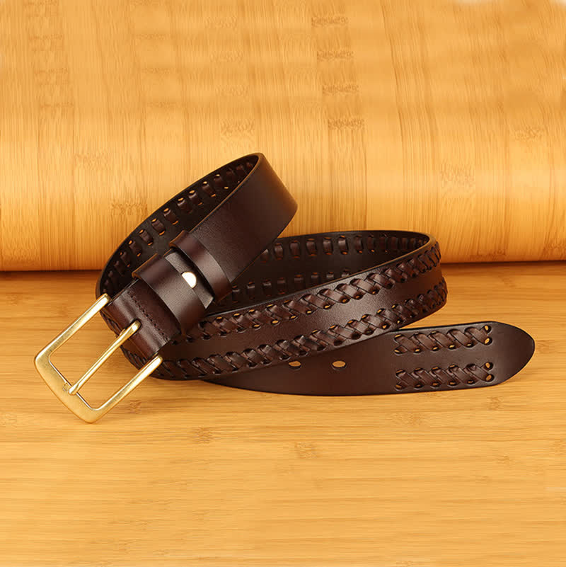 Ceinture en cuir tissé décontractée pour homme, idéale pour le travail ou les jeans