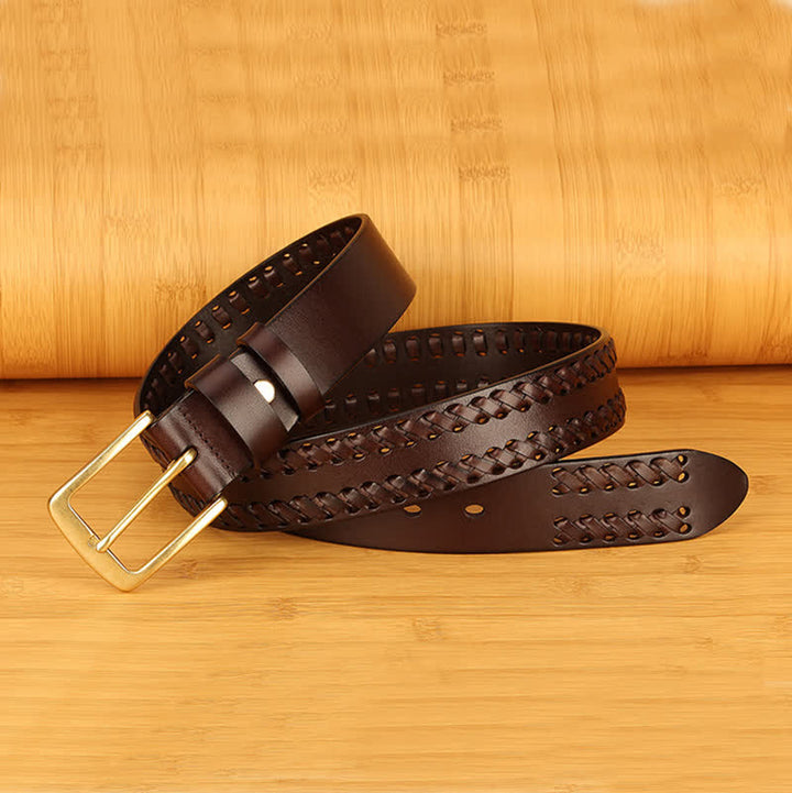 Ceinture en cuir tissé décontractée pour homme, idéale pour le travail ou les jeans