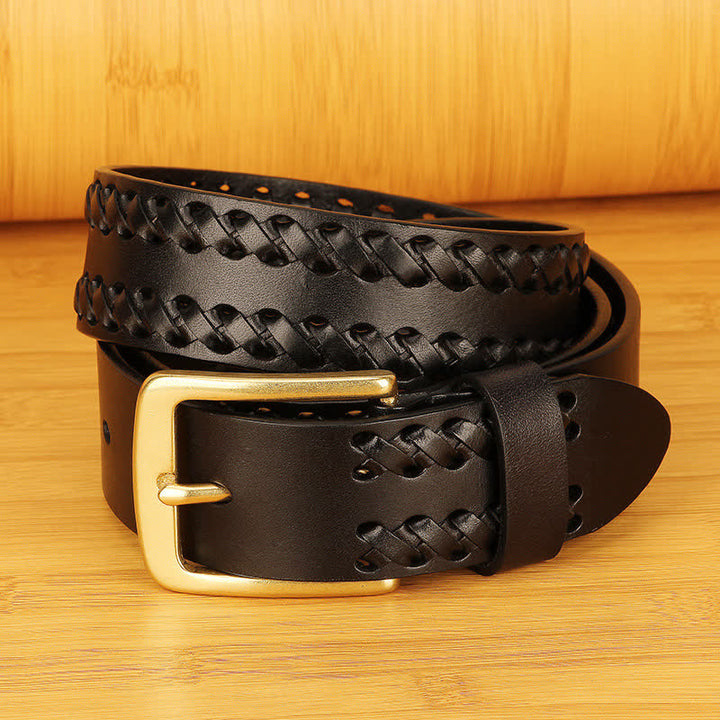 Ceinture en cuir tissé décontractée pour homme, idéale pour le travail ou les jeans
