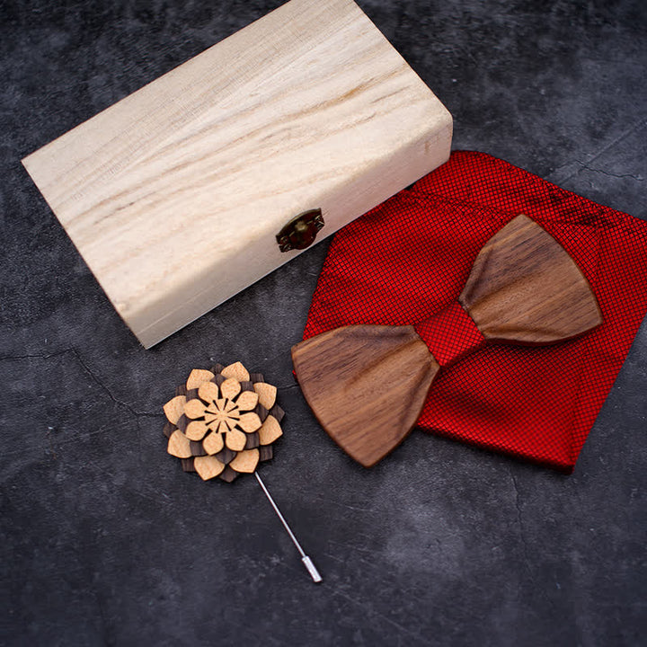 Lot de 3 nœuds papillon décoratifs en bois naturel pour homme
