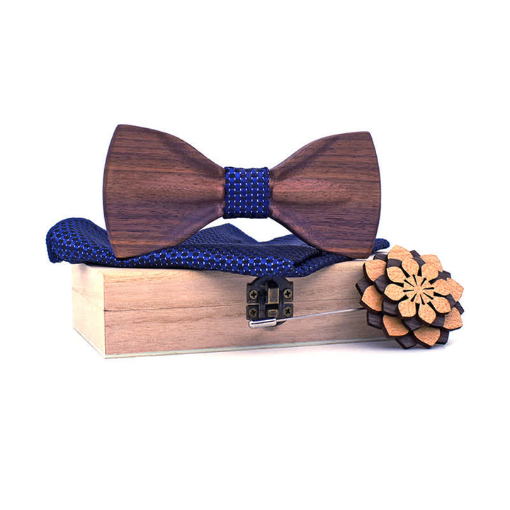 Lot de 3 nœuds papillon décoratifs en bois naturel pour homme