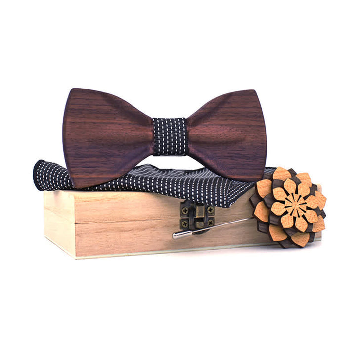 Lot de 3 nœuds papillon décoratifs en bois naturel pour homme