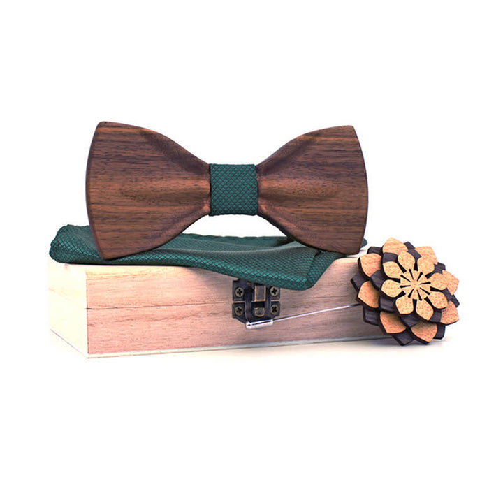 Lot de 3 nœuds papillon décoratifs en bois naturel pour homme