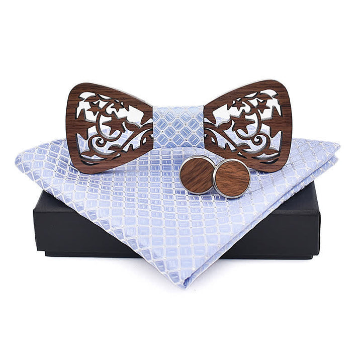 Lot de 3 nœuds papillon créatifs en bois pour homme avec étoile creuse