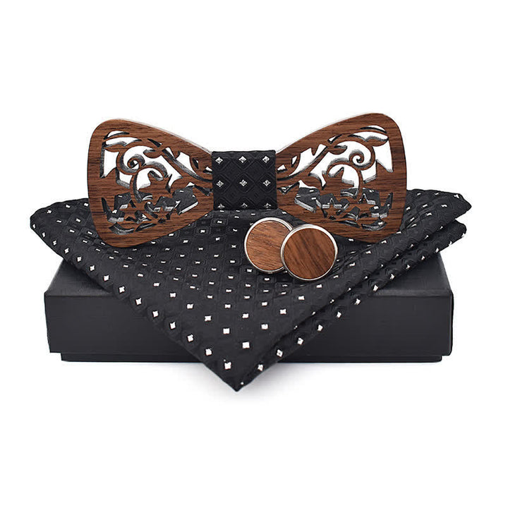 Lot de 3 nœuds papillon créatifs en bois pour homme avec étoile creuse