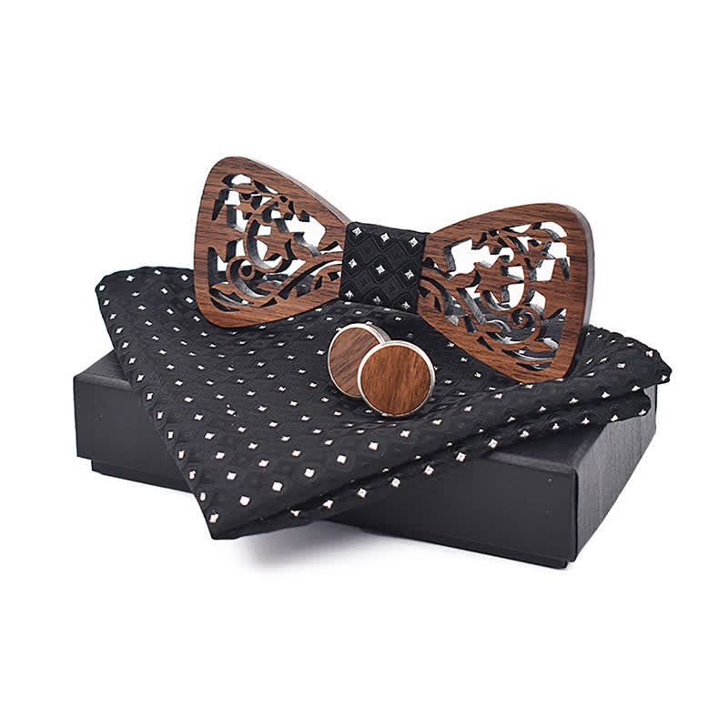 Lot de 3 nœuds papillon créatifs en bois pour homme avec étoile creuse
