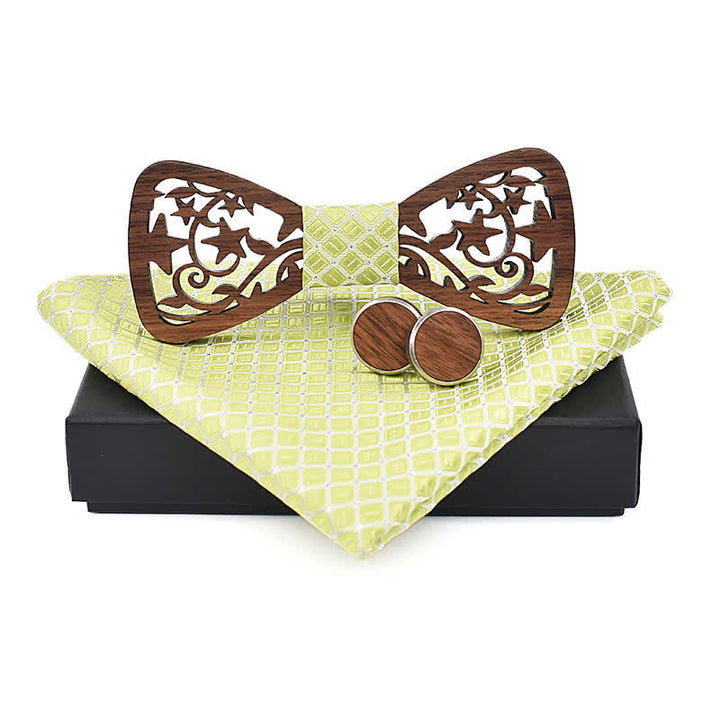 Lot de 3 nœuds papillon créatifs en bois pour homme avec étoile creuse