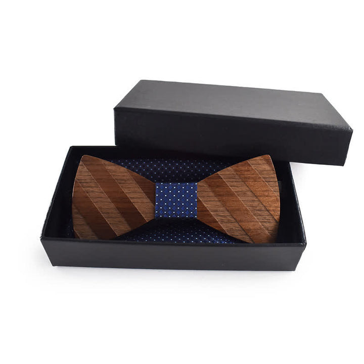 Lot de 4 nœuds papillon en bois à rayures formelles pour homme
