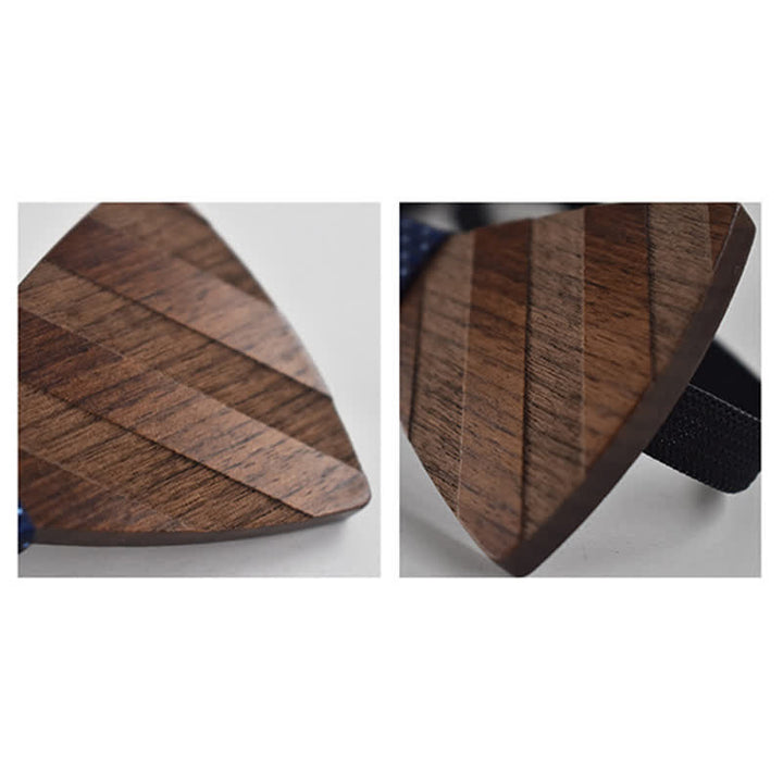 Lot de 4 nœuds papillon en bois à rayures formelles pour homme