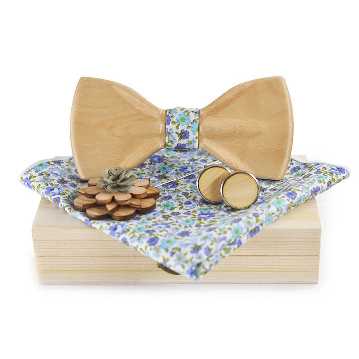Lot de 4 nœuds papillon en bois tendance pour homme au design 3D
