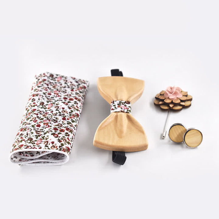 Lot de 4 nœuds papillon en bois tendance pour homme au design 3D