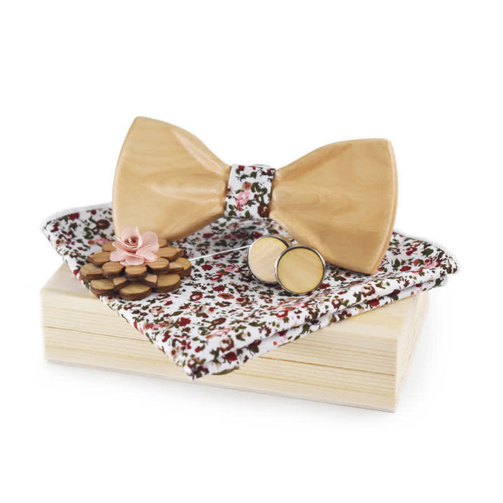 Lot de 4 nœuds papillon en bois tendance pour homme au design 3D