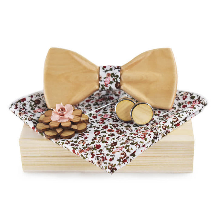 Lot de 4 nœuds papillon en bois tendance pour homme au design 3D