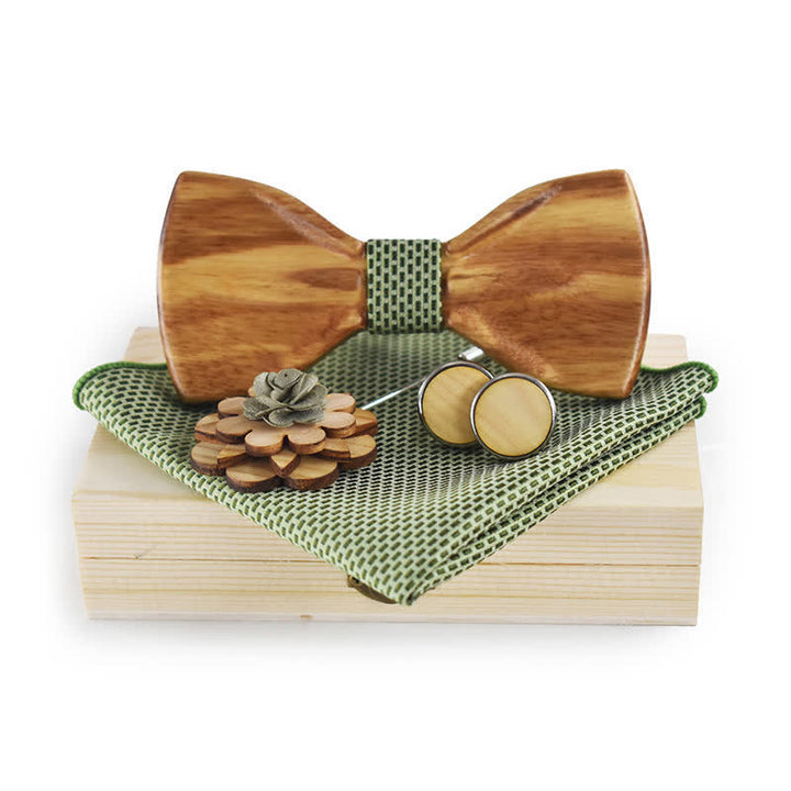 Lot de 4 nœuds papillon en bois tendance pour homme au design 3D