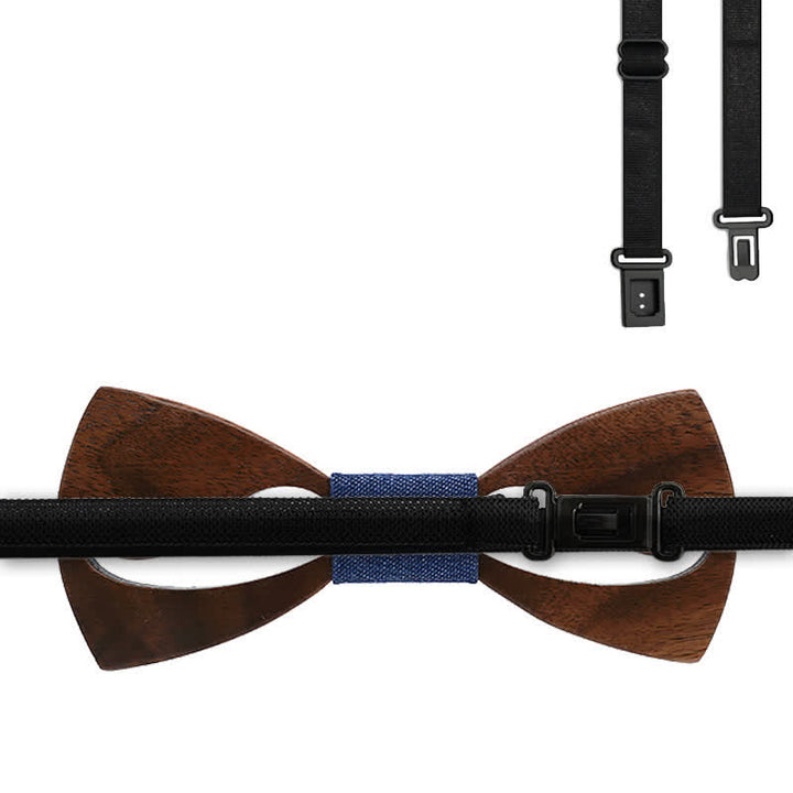 Lot de 3 nœuds papillon en bois pour homme avec moustache creuse amusante