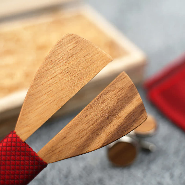 Lot de 3 nœuds papillon en bois pour homme avec moustache creuse amusante