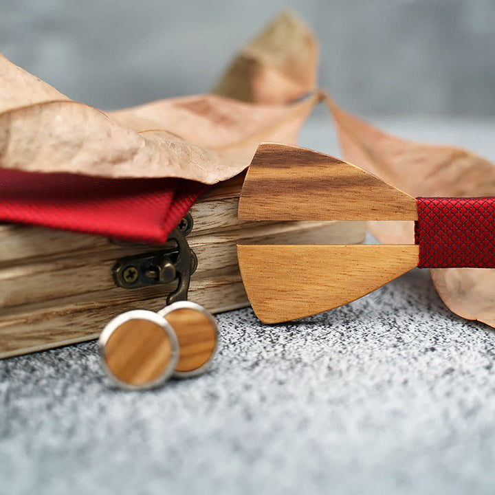 Lot de 3 nœuds papillon en bois pour homme avec moustache creuse amusante