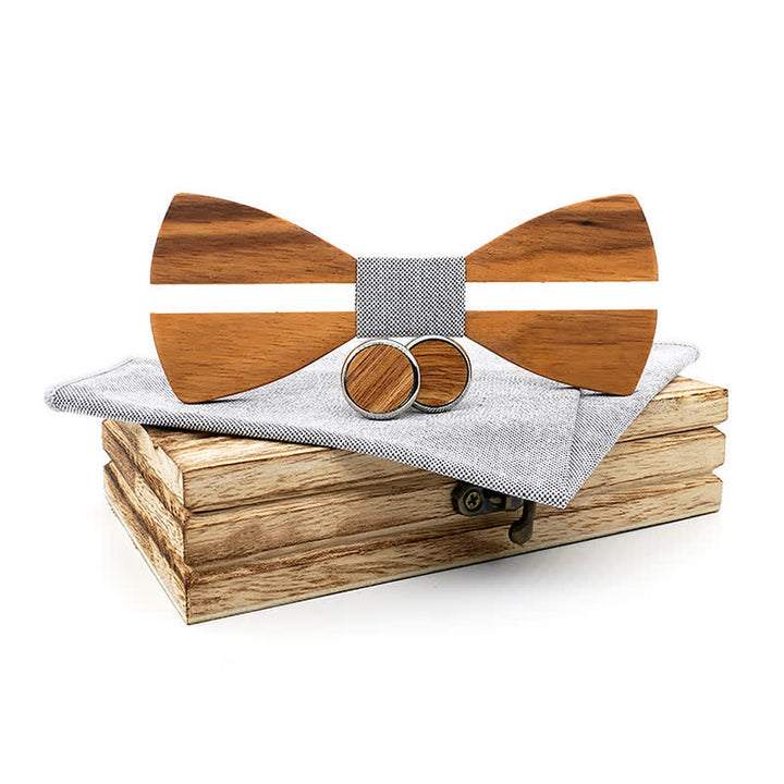 Lot de 3 nœuds papillon en bois pour homme avec moustache creuse amusante