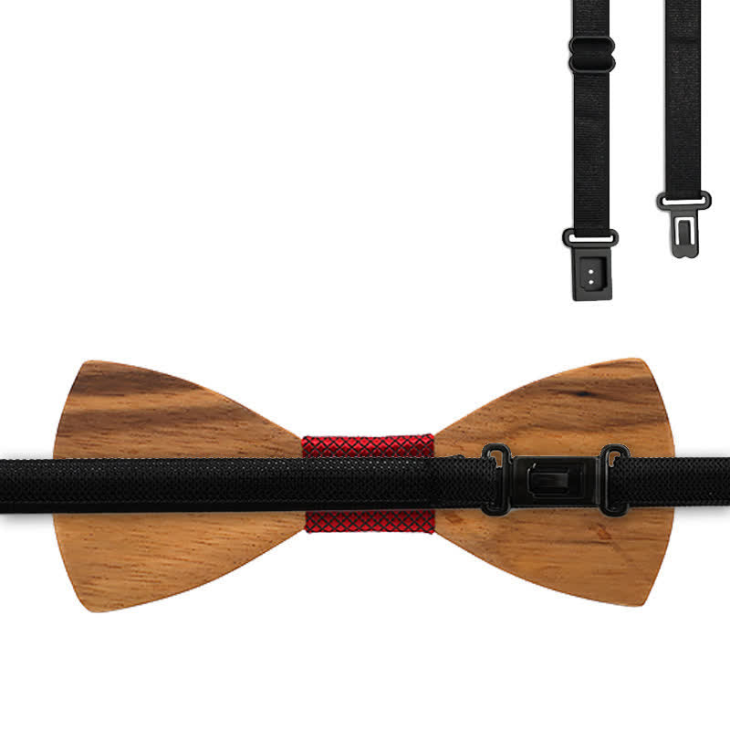 Lot de 3 nœuds papillon en bois pour homme avec moustache creuse amusante