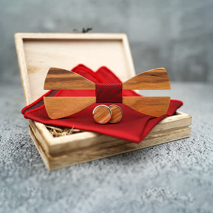 Lot de 3 nœuds papillon en bois pour homme avec moustache creuse amusante