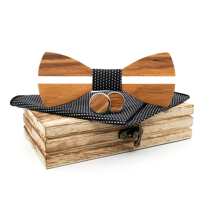 Lot de 3 nœuds papillon en bois pour homme avec moustache creuse amusante