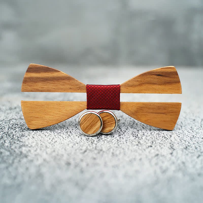 Lot de 3 nœuds papillon en bois pour homme avec moustache creuse amusante