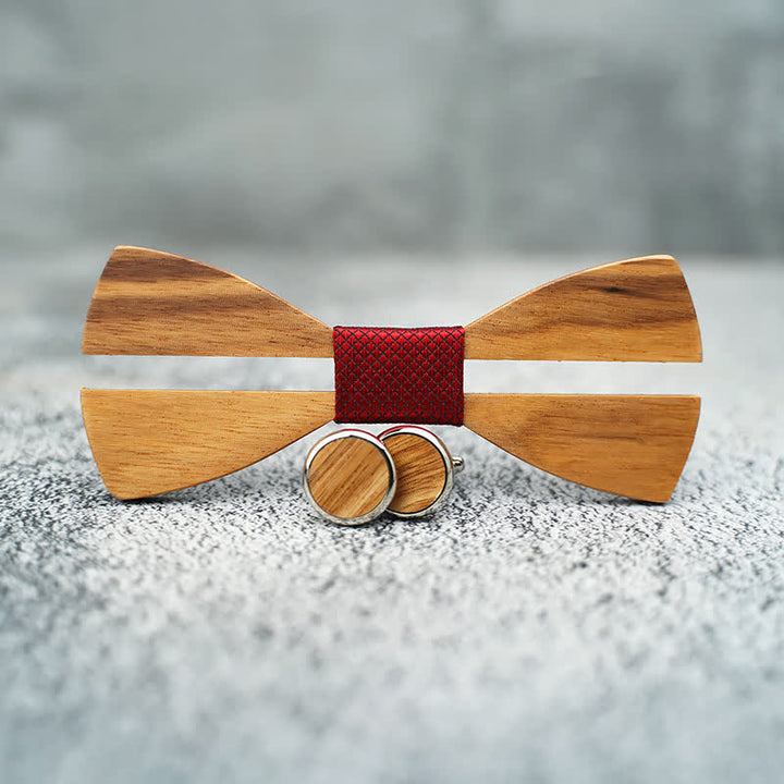 Lot de 3 nœuds papillon en bois pour homme avec moustache creuse amusante