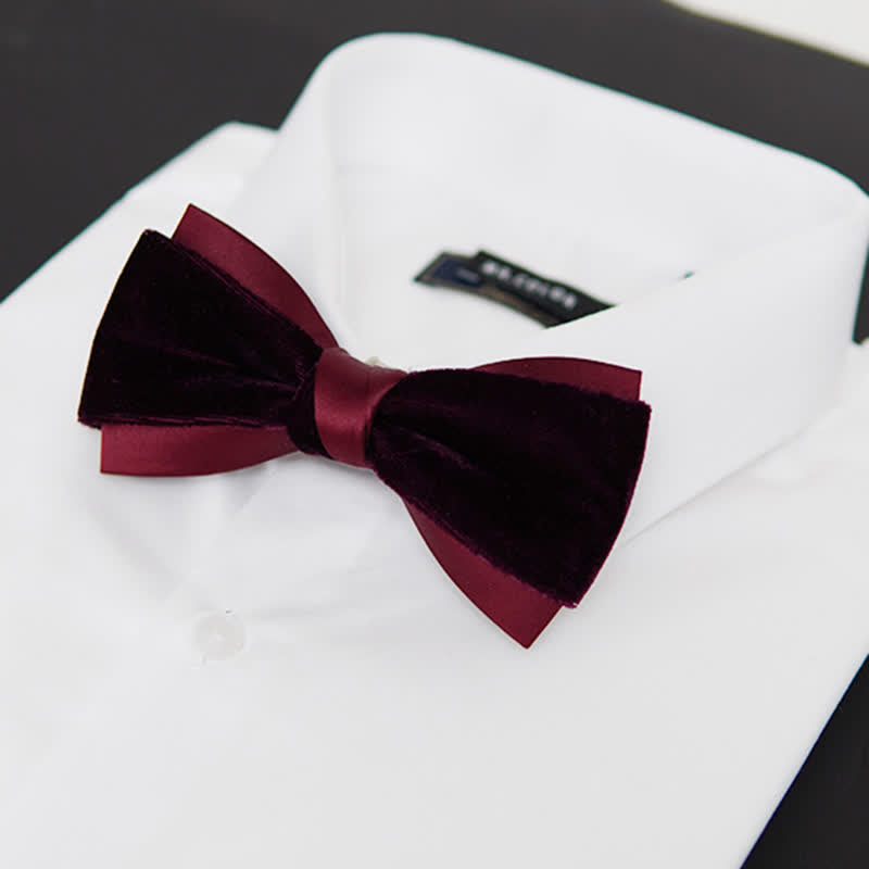 Nœud papillon double épaisseur en velours bicolore pour homme - image 1