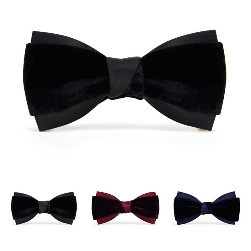 Nœud papillon double épaisseur en velours bicolore pour homme - image 2