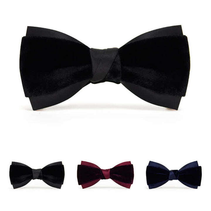 Nœud papillon double épaisseur en velours bicolore pour homme - image 2