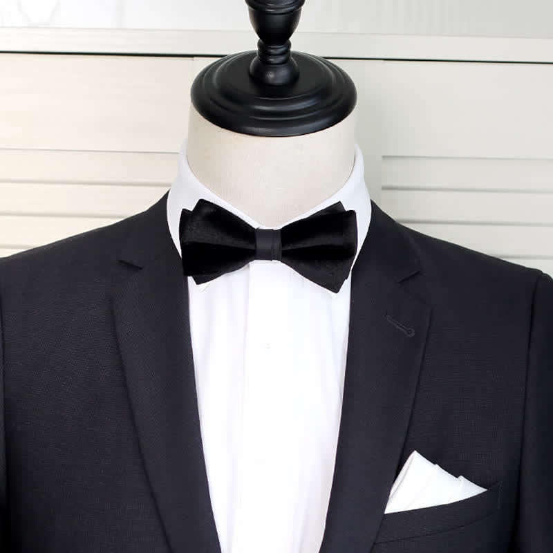 Noeud papillon de mariage en velours noir uni noble pour homme