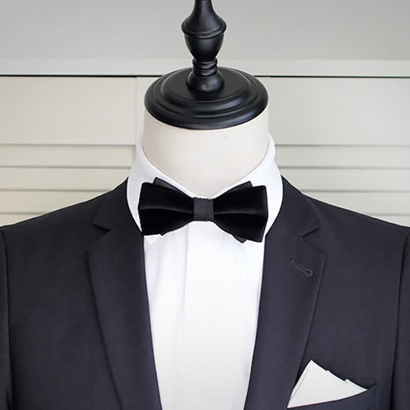Noeud papillon de mariage en velours noir uni noble pour homme
