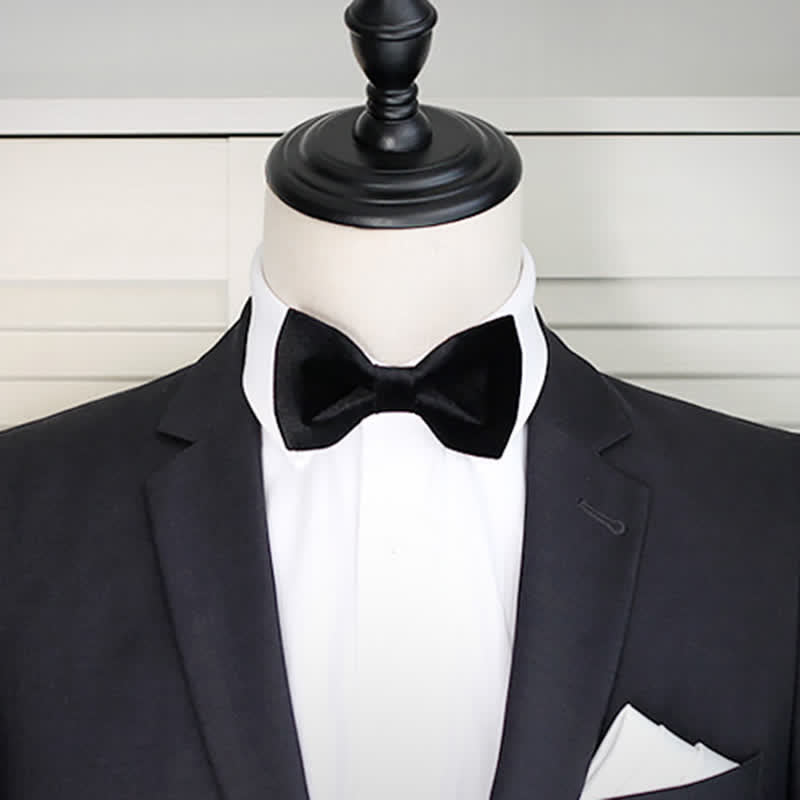 Noeud papillon de mariage en velours noir uni noble pour homme