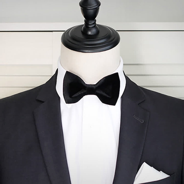 Noeud papillon de mariage en velours noir uni noble pour homme