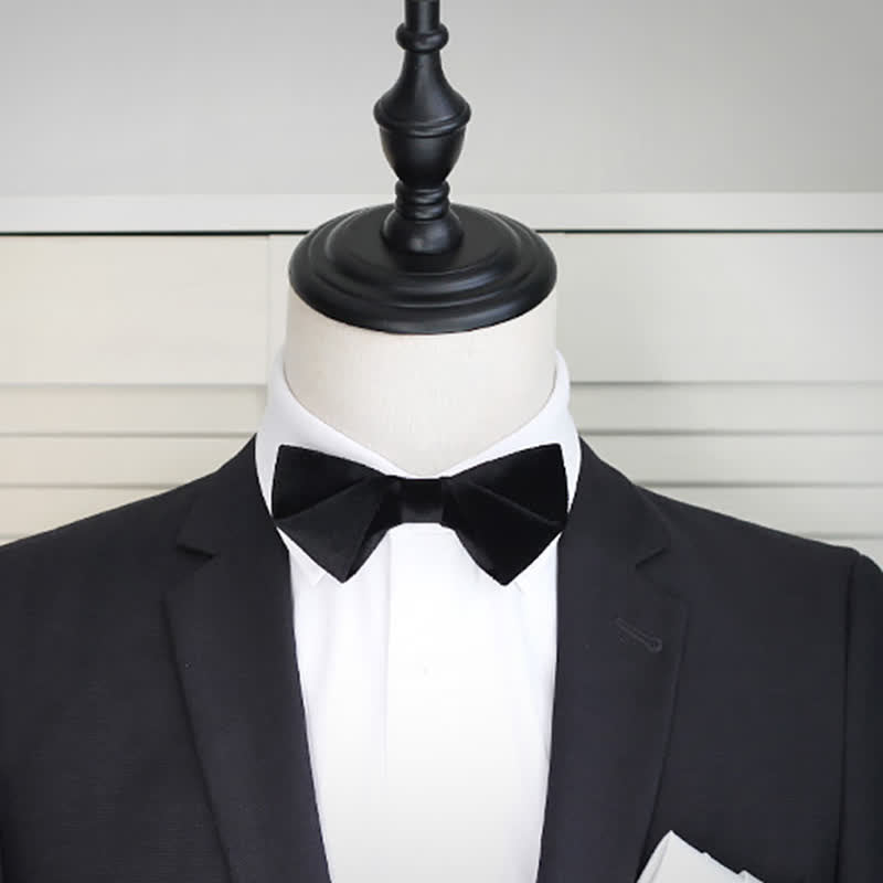 Noeud papillon de mariage en velours noir uni noble pour homme