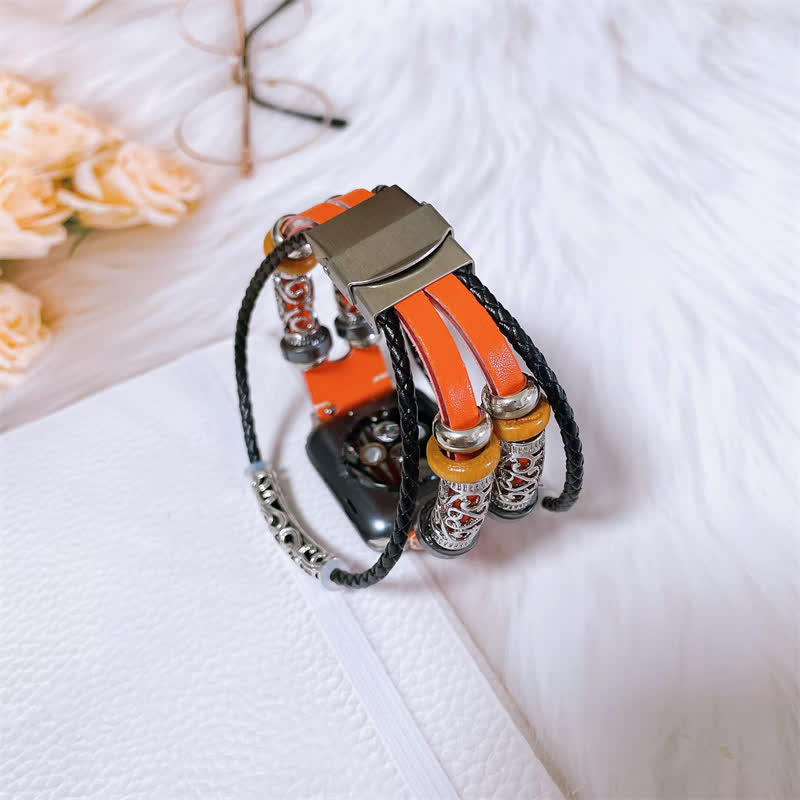 Bracelet de montre rétro multicouche en métal