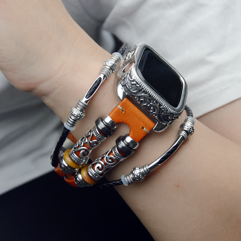 Bracelet de montre rétro multicouche en métal